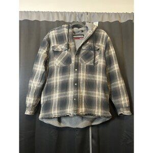 Wolverine Flannel Jacket Plaid Work Winter Heavy Coat Hooded Mens Medium